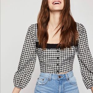 BCBGeneration Gingham Crop Top in Black White